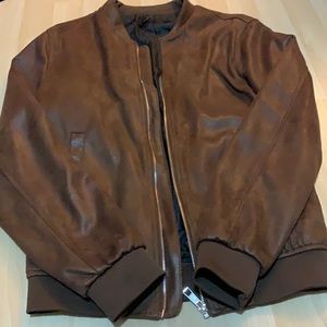Zara Men's Brown Suede Varsity Bomber Jacket - SIZE SMALL